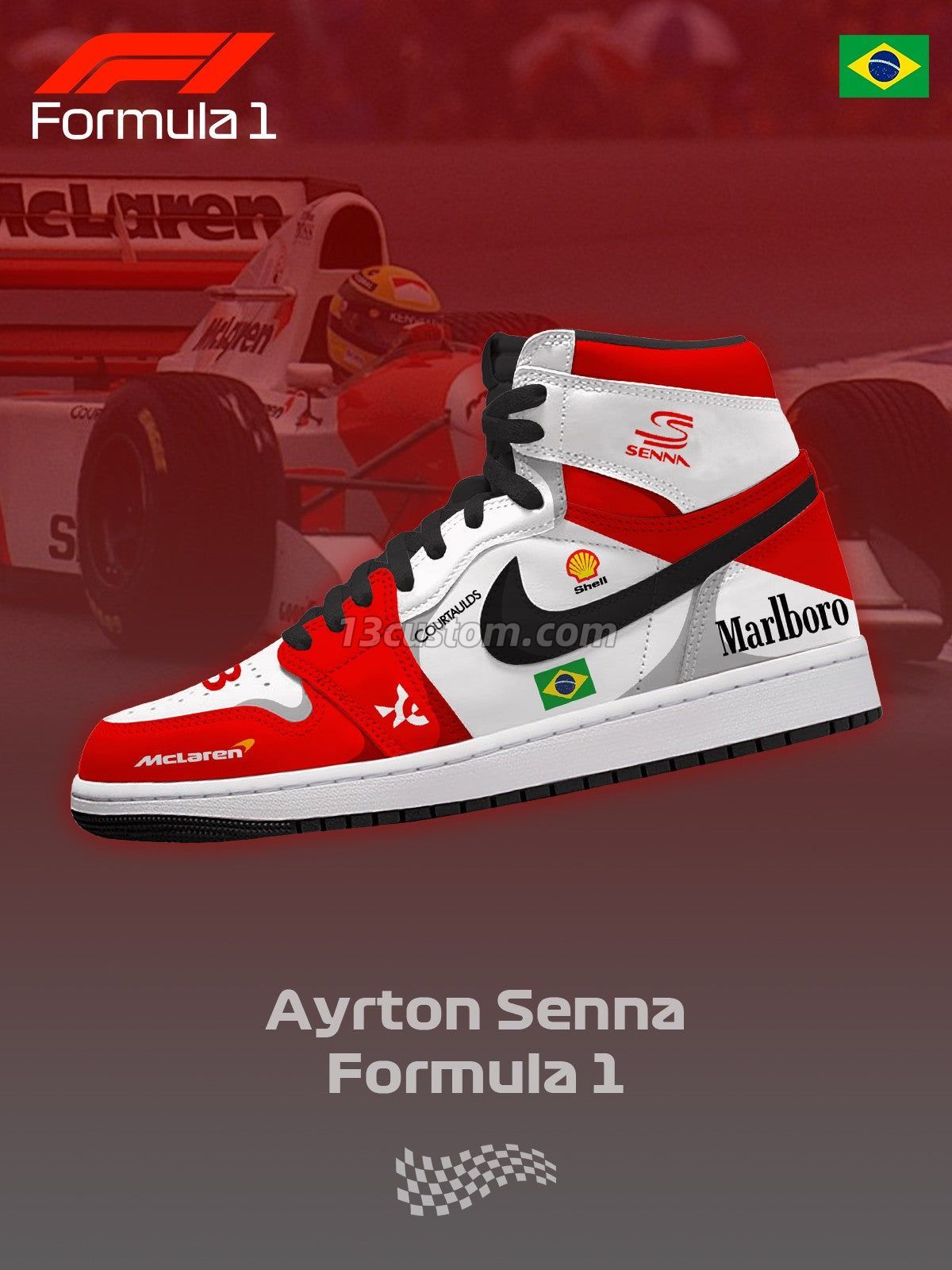 A Senna F.1 V.1 Custom High-Top Sneakers