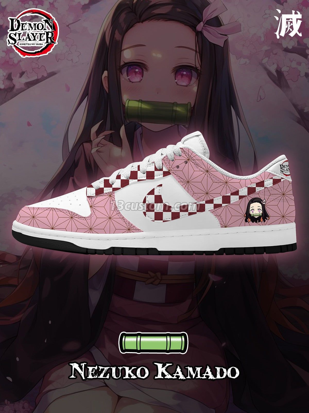 Nezuko Kamado V.2 Custom Court-Low Sneakers