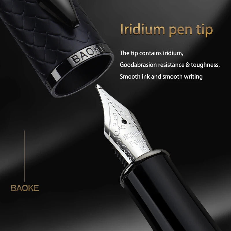 BAOKE T18/T19/T20 Black Grey Fountain Pen Gift Set, Includes Ink Bottle, 6 Cartridges, Exquisite Package, Smooth Writing Pens