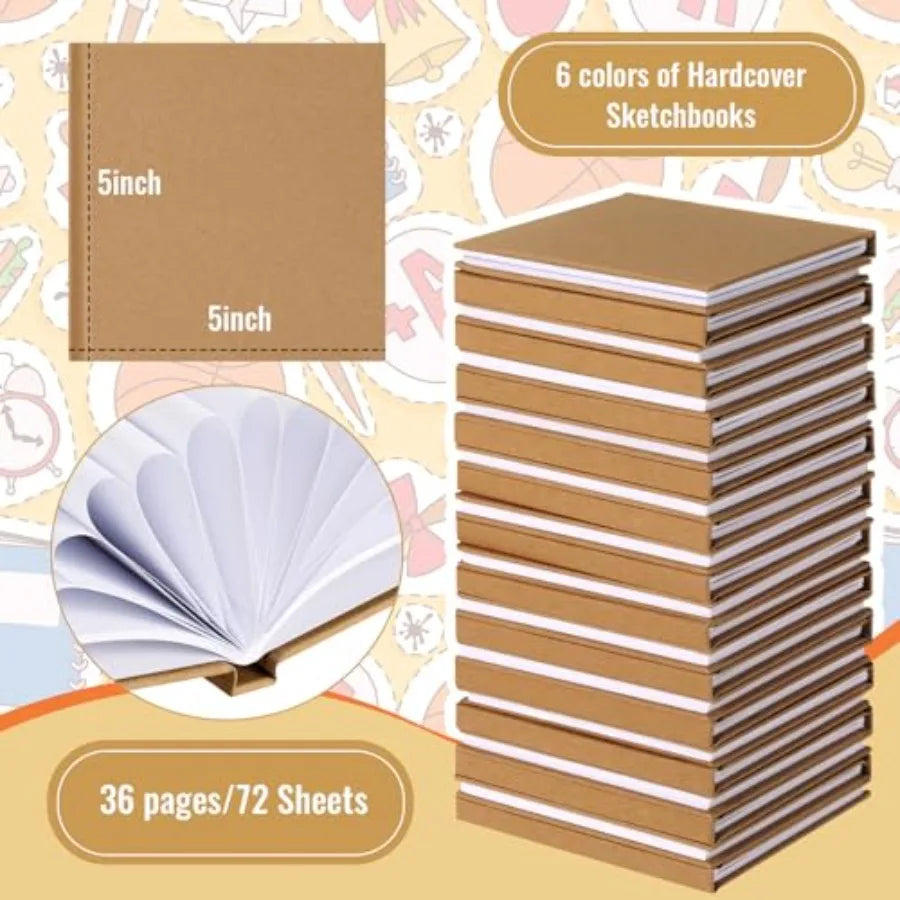24 Pcs ch Hardcover Blank Book Bulk Small Sketch Pad to Write Stories Blank Notebooks for Journalg Sketchg Writg DIY Crafts Sup