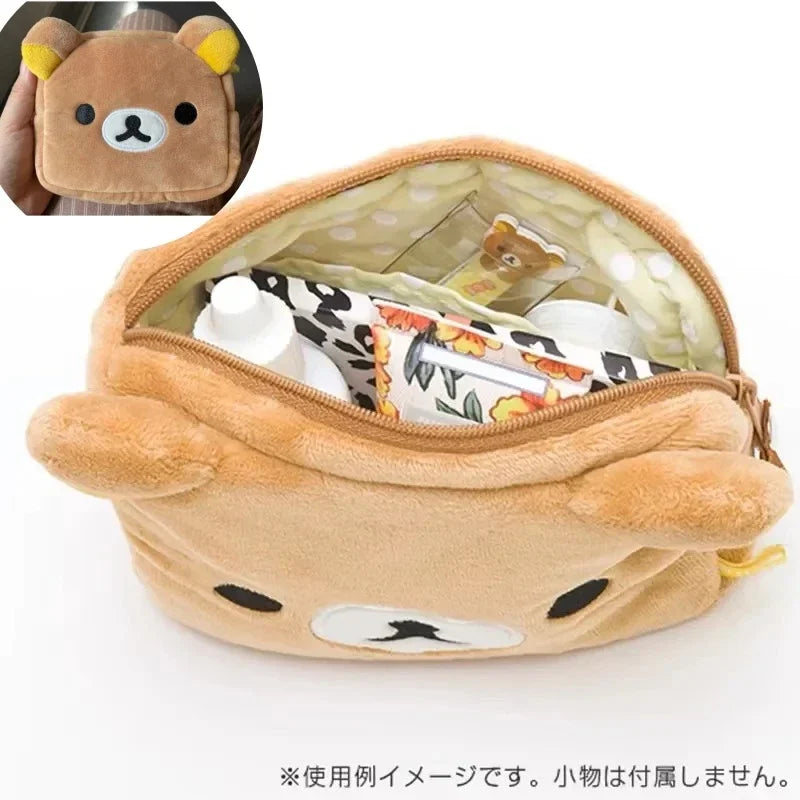 Bear Pencil Bag, Plush Cartoon Makeup Organizer, Cute Cosmetic Storage Case for Vanity & Beauty Supplies