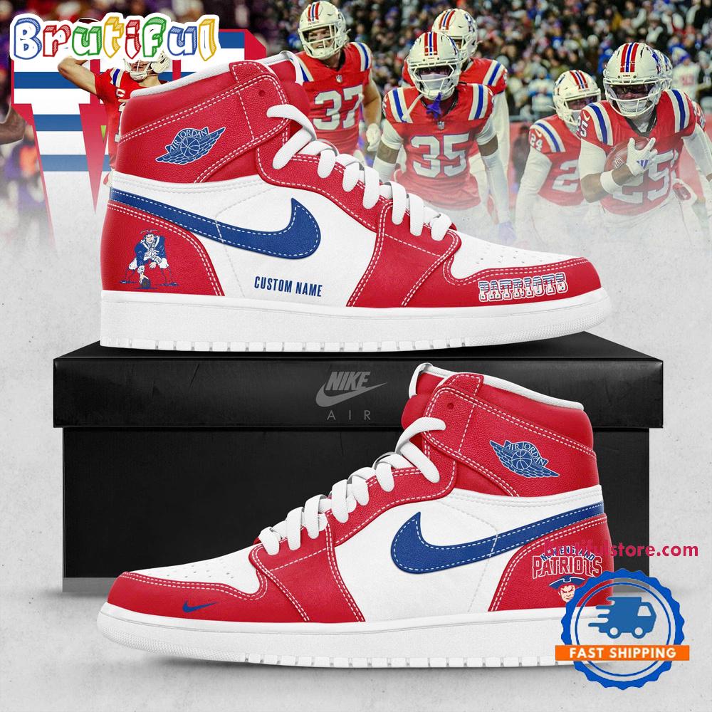 New England Patriots Drake Maye Classic Logo 2025 Air Jordan 1 Hightop Shoes