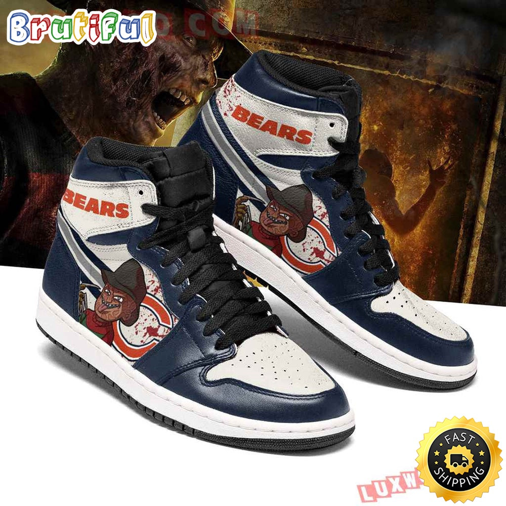 NFL Chicago Bears Dark Blue White Monster Air Jordan 1 High Sneakers
