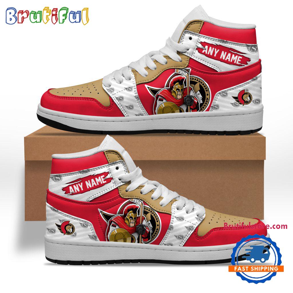 NHL Ottawa Senators Team Mascot Design Air Jordan 1 Hightop Shoes